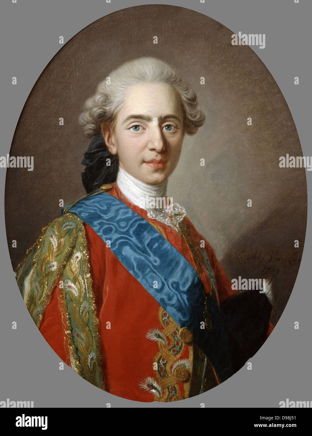 Louis XVI (1754-1793) Roi de France de 1774 jusqu'guillotinées pendant la Révolution française. Louis alors qu'il était encore Dauphin. Portrait par Charles André van Loo (1705-1765) peintre français. Huile sur toile. Banque D'Images