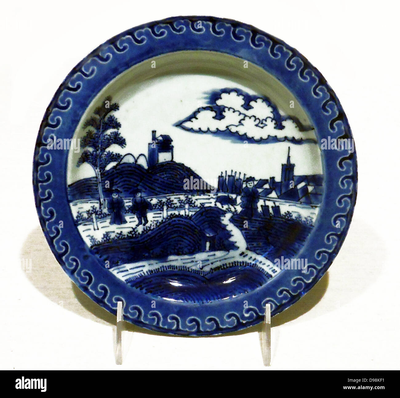 Période Edo japonais plaque avec une scène néerlandaise. Porcelaine avec glaçure. 1615 - 1868 Banque D'Images