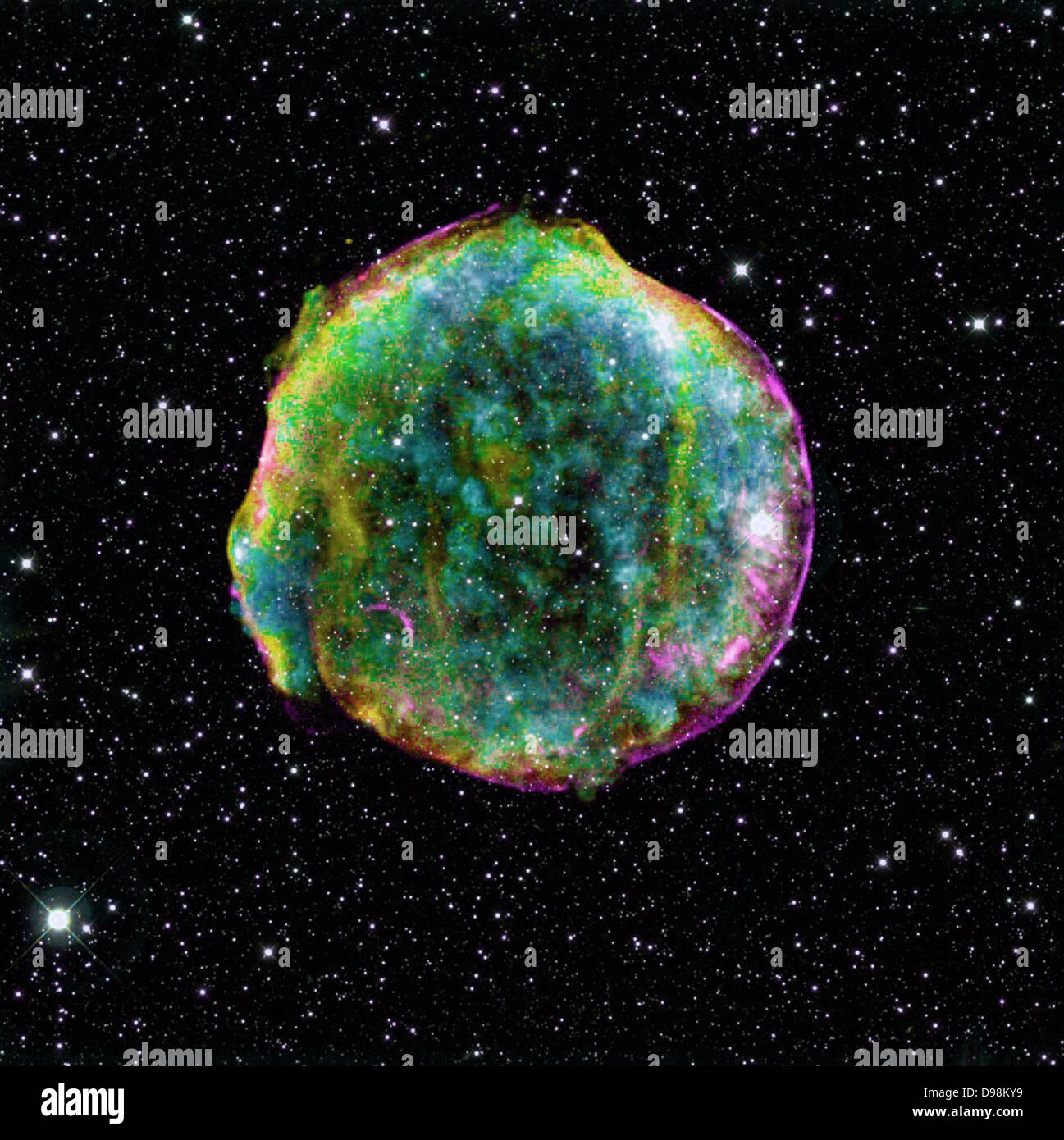 Image composite de la supernova de Tycho combine infrarouge et aux rayons X observations obtenues avec la NASA's Spitzer et Banque D'Images