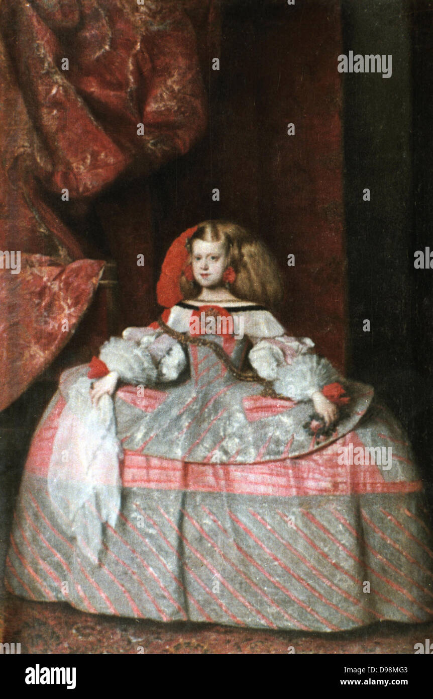L'Infante Marguerite Thérèse d'Espagne (1651-1673), c1660. Huile sur carton. Portrait par Diego Velasquez (1599-1660) peintre espagnol. Sur le mariage de son oncle Léopold Ier en 1666 elle est devenue Impératrice du Saint Empire Romain. Habsbourg Habsbourg Banque D'Images