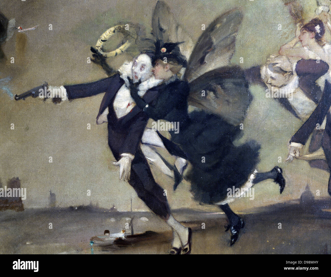 Parce Domine ..' (détail) : Peinture d'Adolphe Willette (1857-1926) peintre, illustrateur et graveur, pour Le Chat Noir (Black Cat) cabaret, 1899. Banque D'Images
