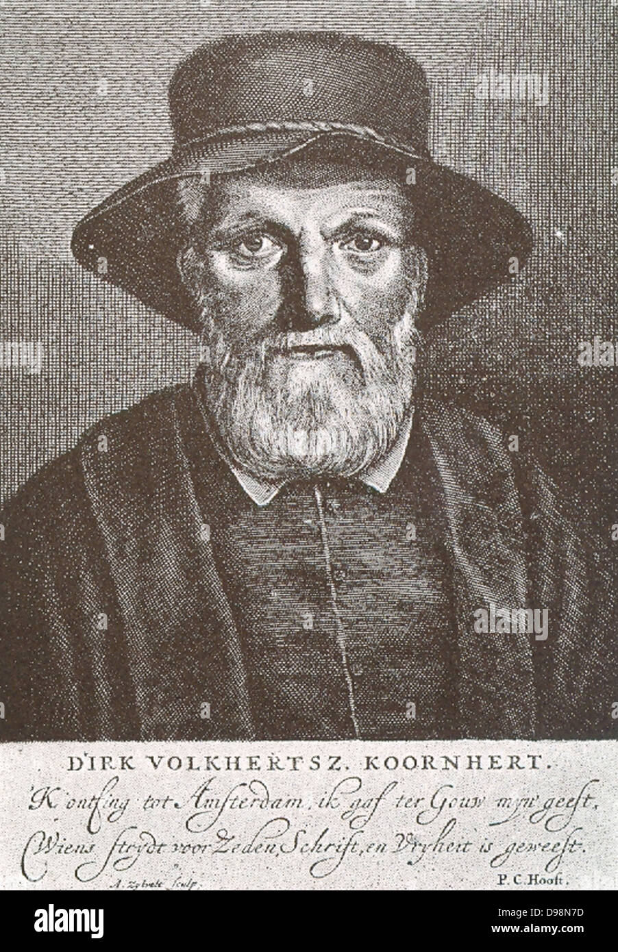 Dirk Coornhert Volckertszoon (1522-1590) est un écrivain, philosophe, traducteur, homme politique et théologien. Coornhert est souvent considéré comme le père de la Renaissance néerlandaise d'érudition. Banque D'Images