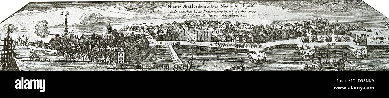 New Amsterdam (New York) décrit plus tard en 1673. Banque D'Images