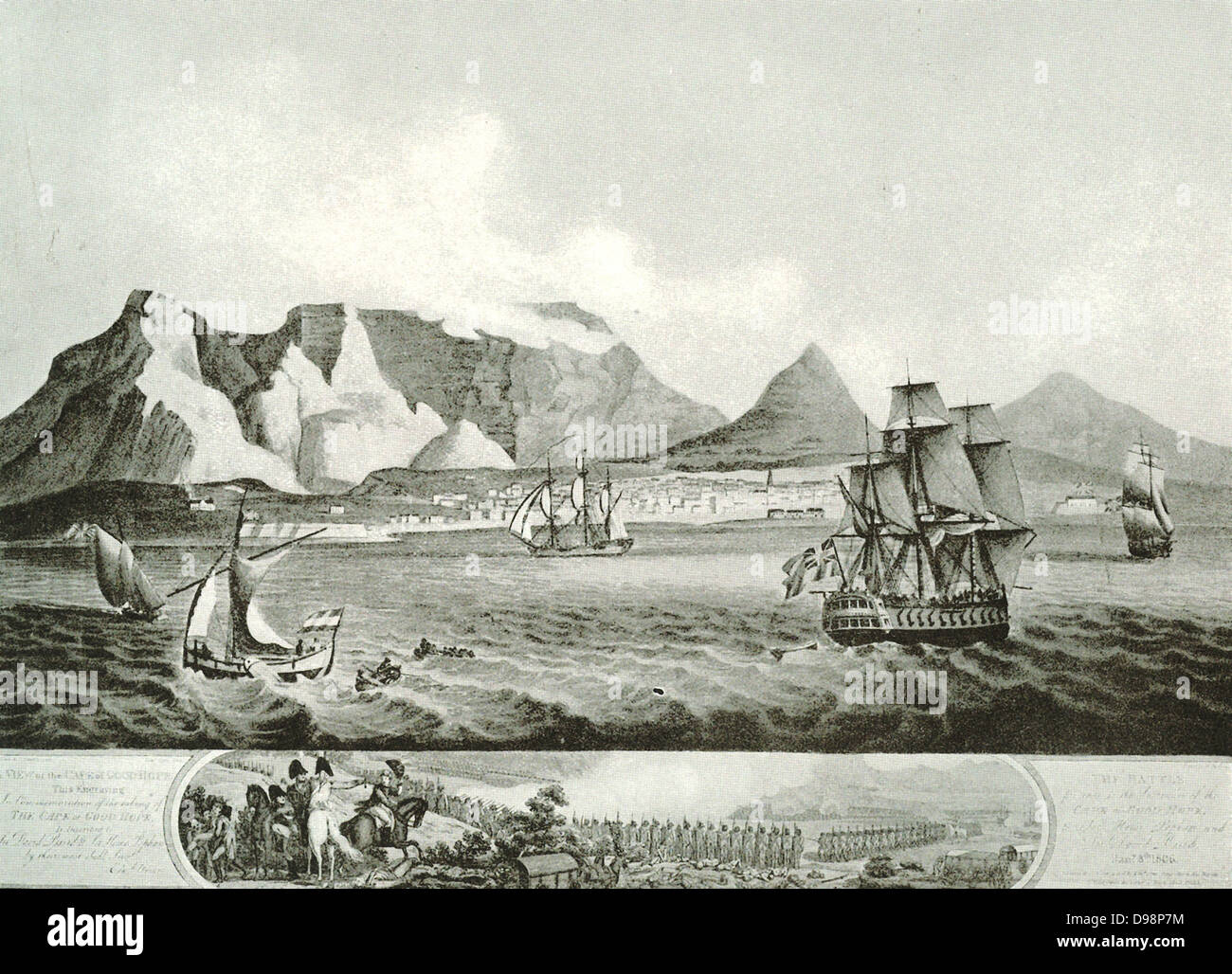 La capture de la cape (Afrique du Sud) par les Anglais. La bataille de  Blaauwberg, également connu sous le nom de la bataille du Cap, se sont  battus près de Cap le