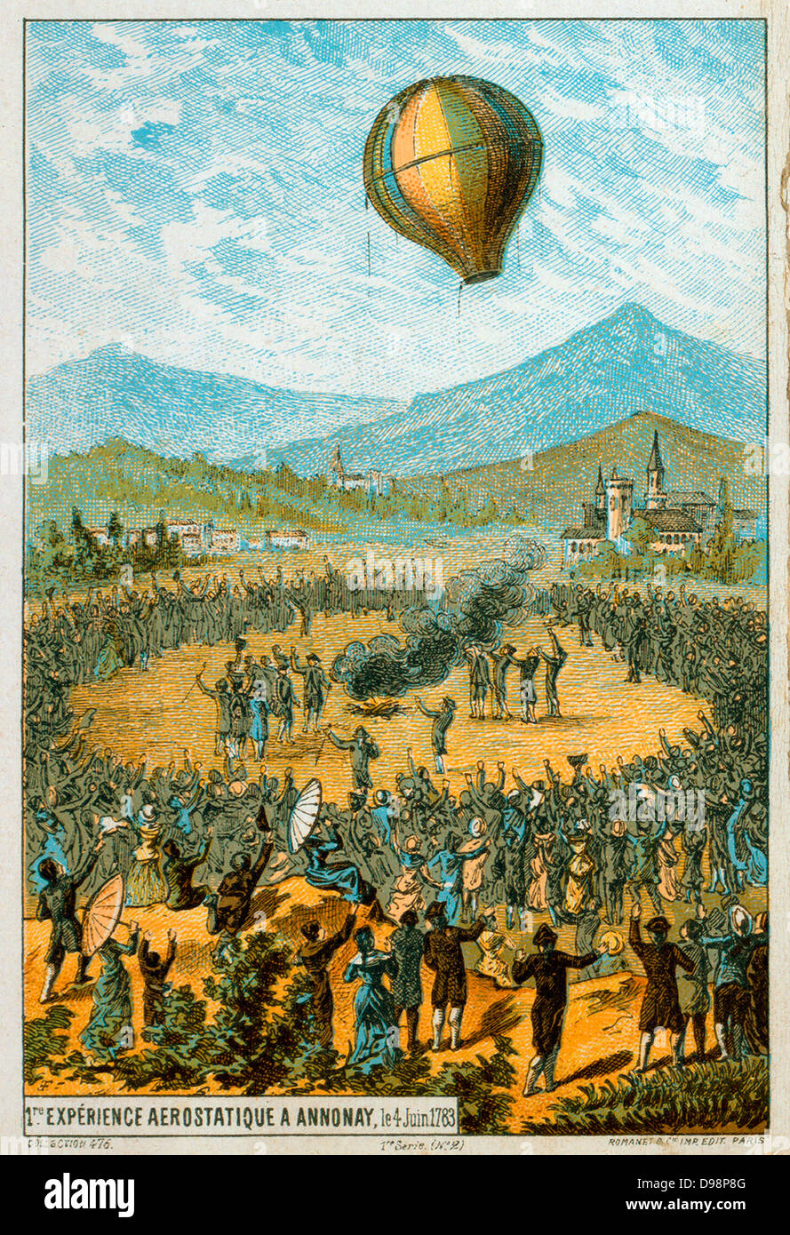 Joseph-Michel Montgolfier, Jacques-Etienne et frères français, inventeurs du ballon à air chaud. Carte de l'étape de la collecte de la célébration du centenaire de leur première manifestation publique à Annonay, 4 juin 1783. Vol montgolfière Aviation aéronautique Banque D'Images