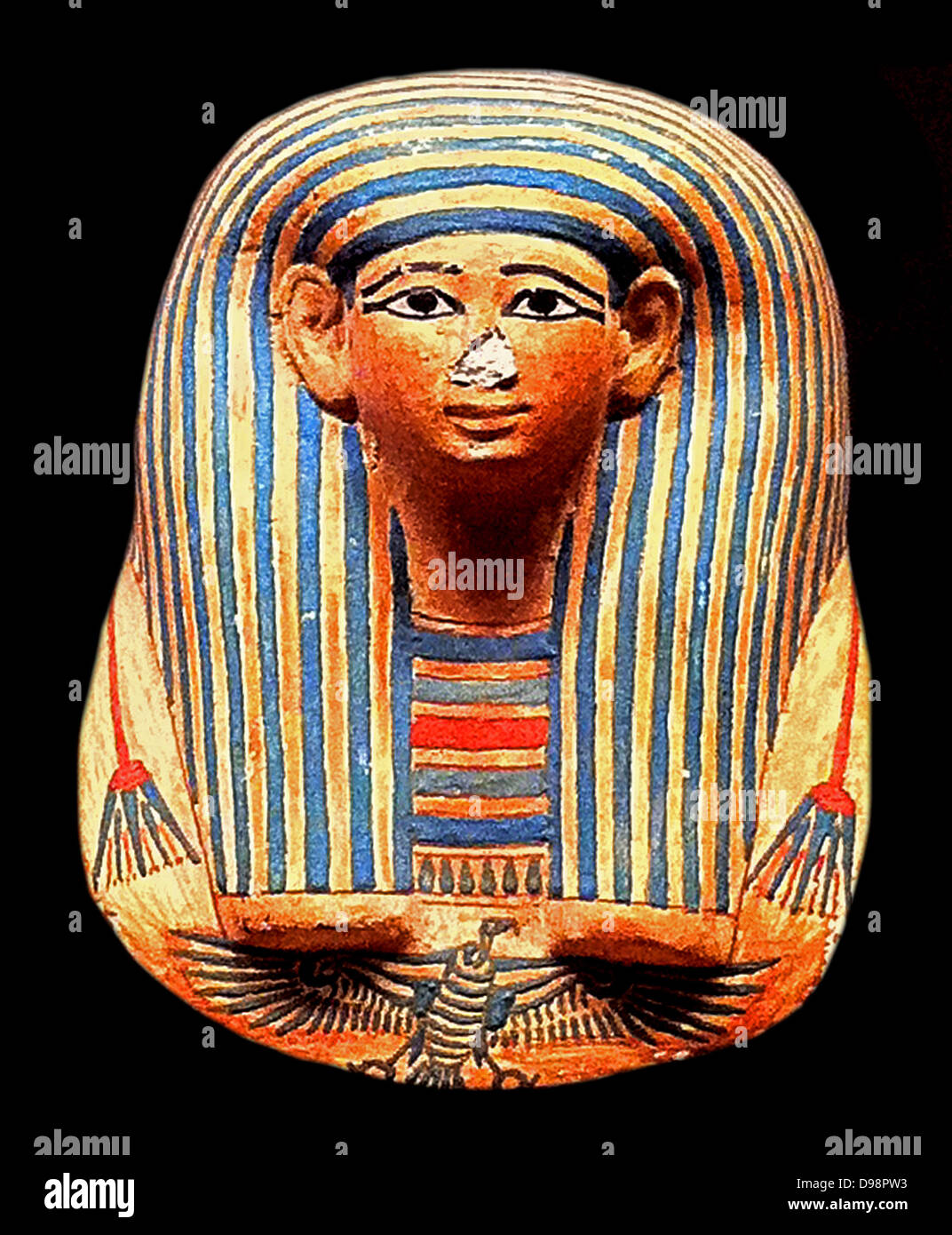 Masque miniature pour un bundle. Canopes Nouvel Empire, 18e dynastie, l'Égypte. Règne d'Amenhotep II ca. 1427-1400 av. de la Vallée des Rois, la Tombe KV 51 Banque D'Images