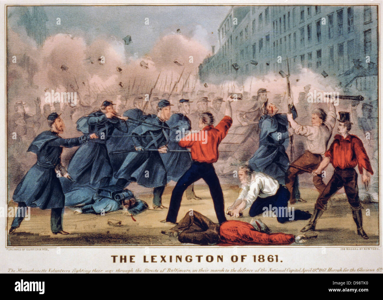 American Civil War 1861-1865. Première bataille de Lexington a également appelé Bataille des balles de chanvre, 13-10 septembre 1861, New York. Currier & Ives à la main, print c1861. Banque D'Images