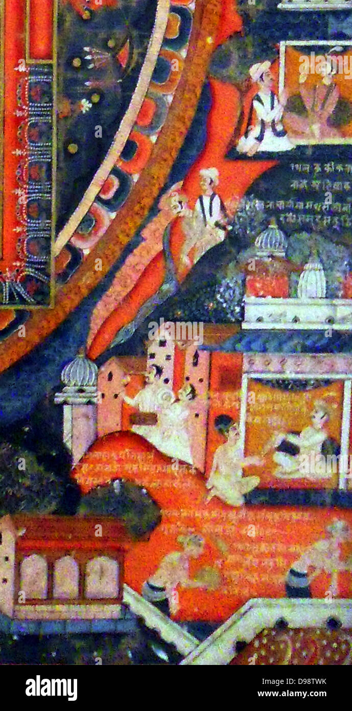 Avalokitesvara Mandala représentant le Bodhisattva de la compassion dans son aspect comme Amoghapasa. Népal 1860 Banque D'Images