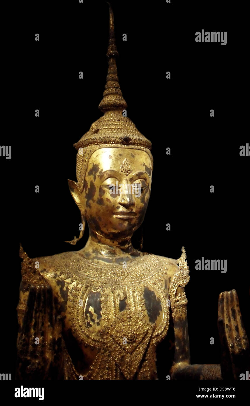Bouddha. 18e siècle bronze à partir de Ayutthaya, Thaïlande Banque D'Images