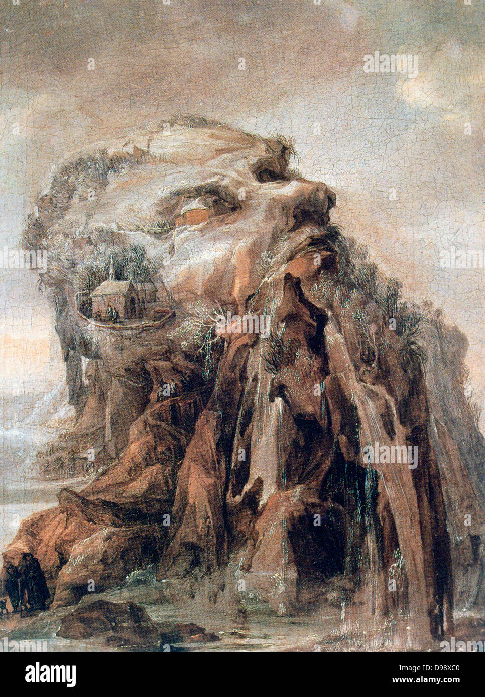 Les Quatre Saisons - Allégorie de l'Hiver' paysage anthropomorphe Huile sur bois. Joos ou Josse de Momper le jeune (1564-1635) peintre flamand. Banque D'Images