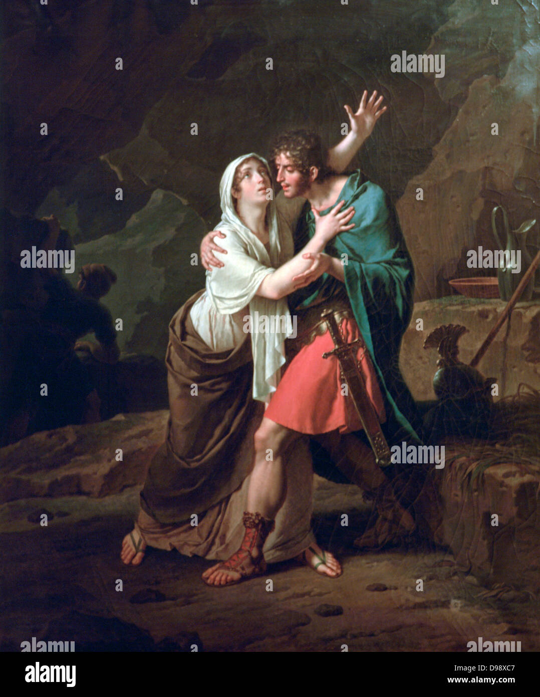 Éponine et Sabinus', 1802. Huile sur toile. Nicolas André Monsiau (1754-1837) Peintre d'histoire français. Julius Sabinus un chef de la rébellion gauloise 68 AD. 7 ans dans les cavernes Hid. Découvert, il et avec sa femme pris à Rome et mis à mort. Banque D'Images