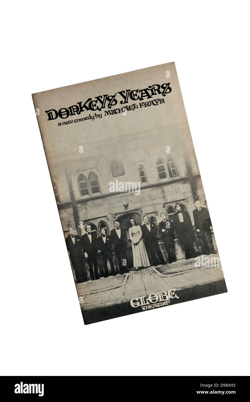 Programme pour la production de 1976 ans des ânes au Globe Theatre, avec Peter Barkworth & Penelope Keith. Banque D'Images