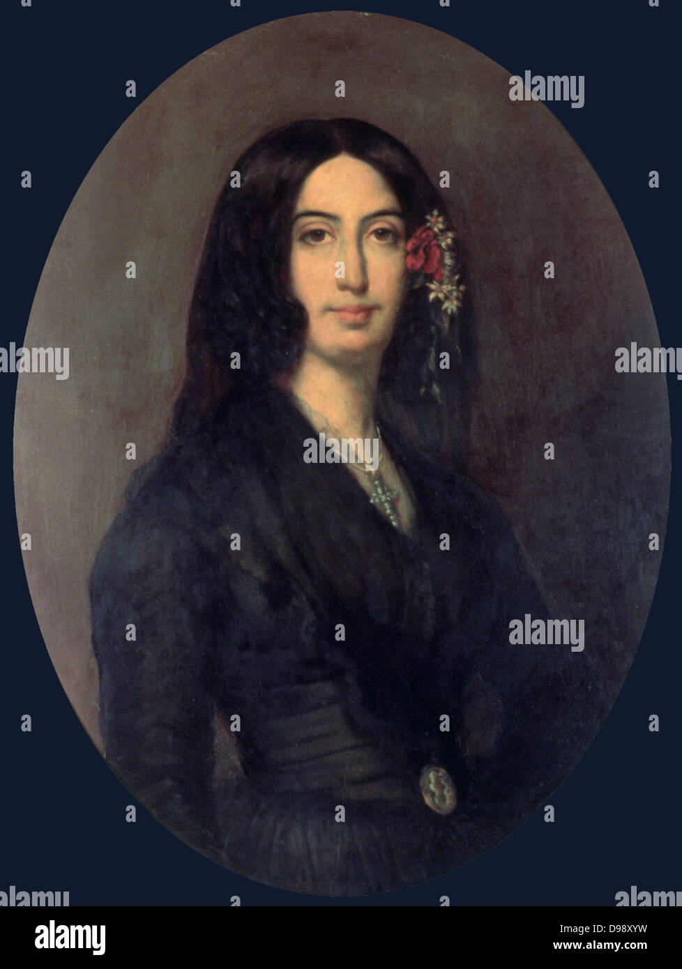 Aurore Amadine Lucie Dupin (1804-1876), 1835. La romancière et féministe qui a écrit sous le nom de George Sand. Portrait par Août Charpentier (1813-1880) peintre français. Frédéric Chopin (1837-1847) a été l'un de ses amants. Banque D'Images