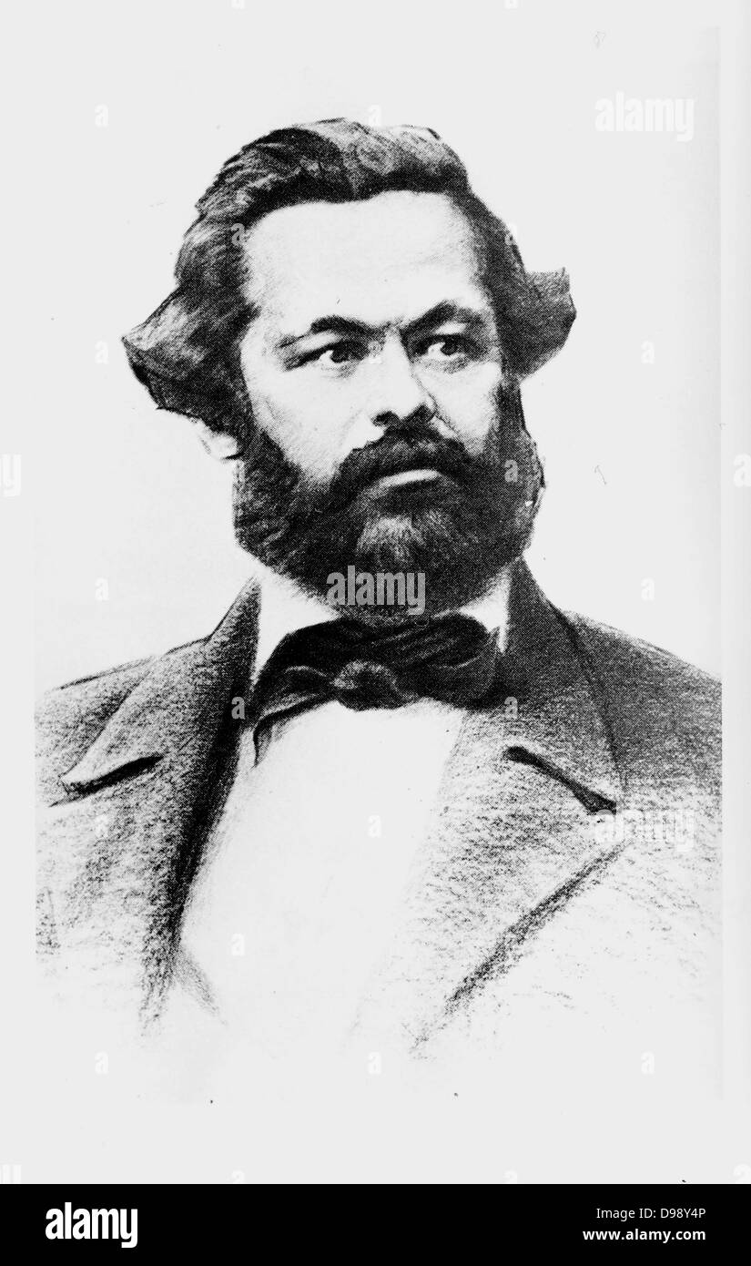 Karl Heinrich Marx (5 mai 1818 - 14 mars 1883) était un philosophe allemand, sociologue, historien de l'économie, journaliste et socialiste révolutionnaire. 1858 Banque D'Images