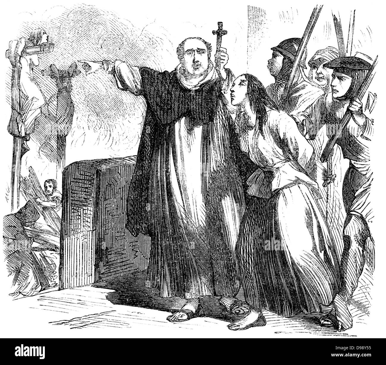 Brûler des sorcières à l'époque médiévale, les gens photo du xixe siècle, 1864, Germany, Europe Banque D'Images