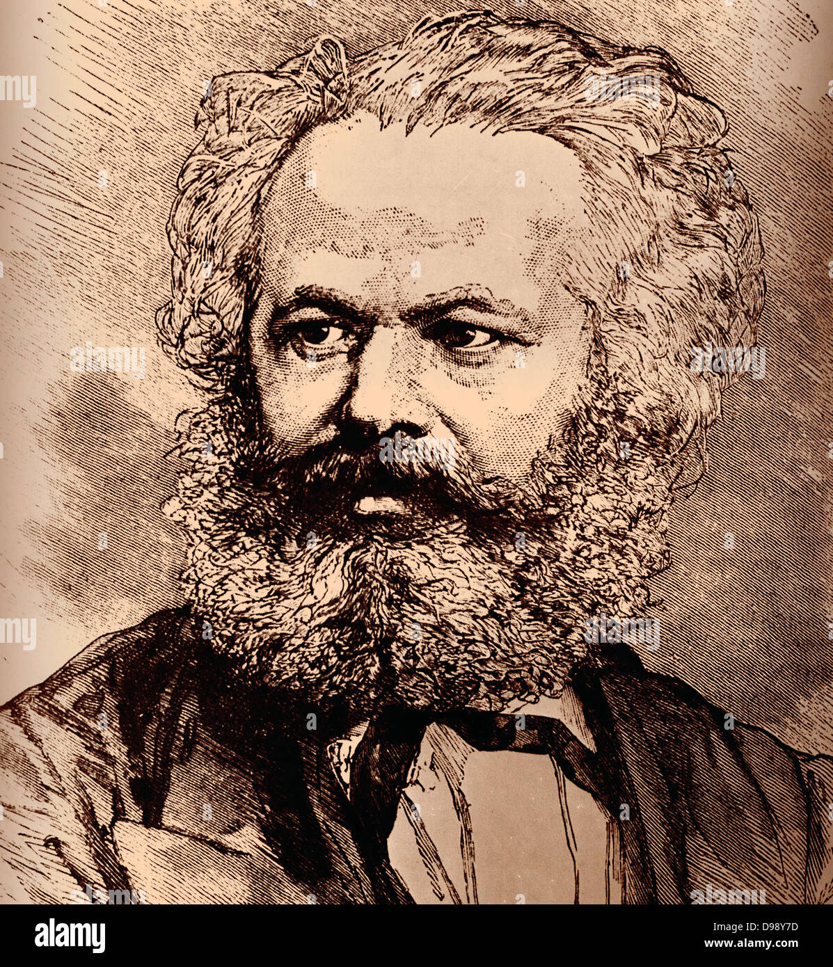Karl Heinrich Marx (5 mai 1818 - 14 mars 1883) était un philosophe allemand, sociologue, historien de l'économie, journaliste et socialiste révolutionnaire. 1865 Banque D'Images