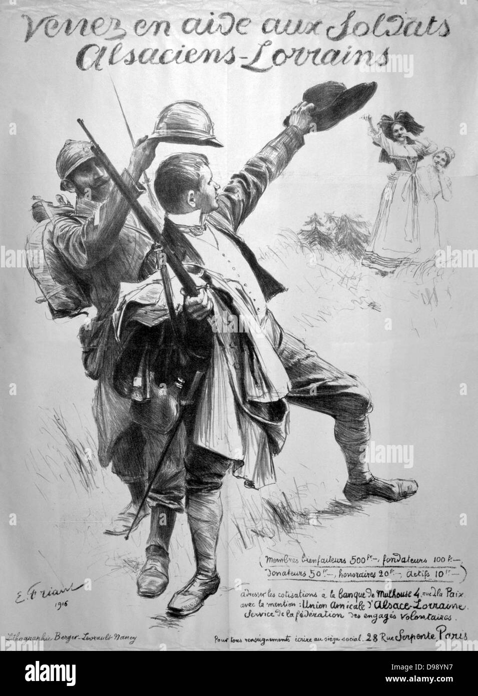 Photo Ancienne Guerre 14-18 – Officiers Et Femme En Costume Alsacien, 1917