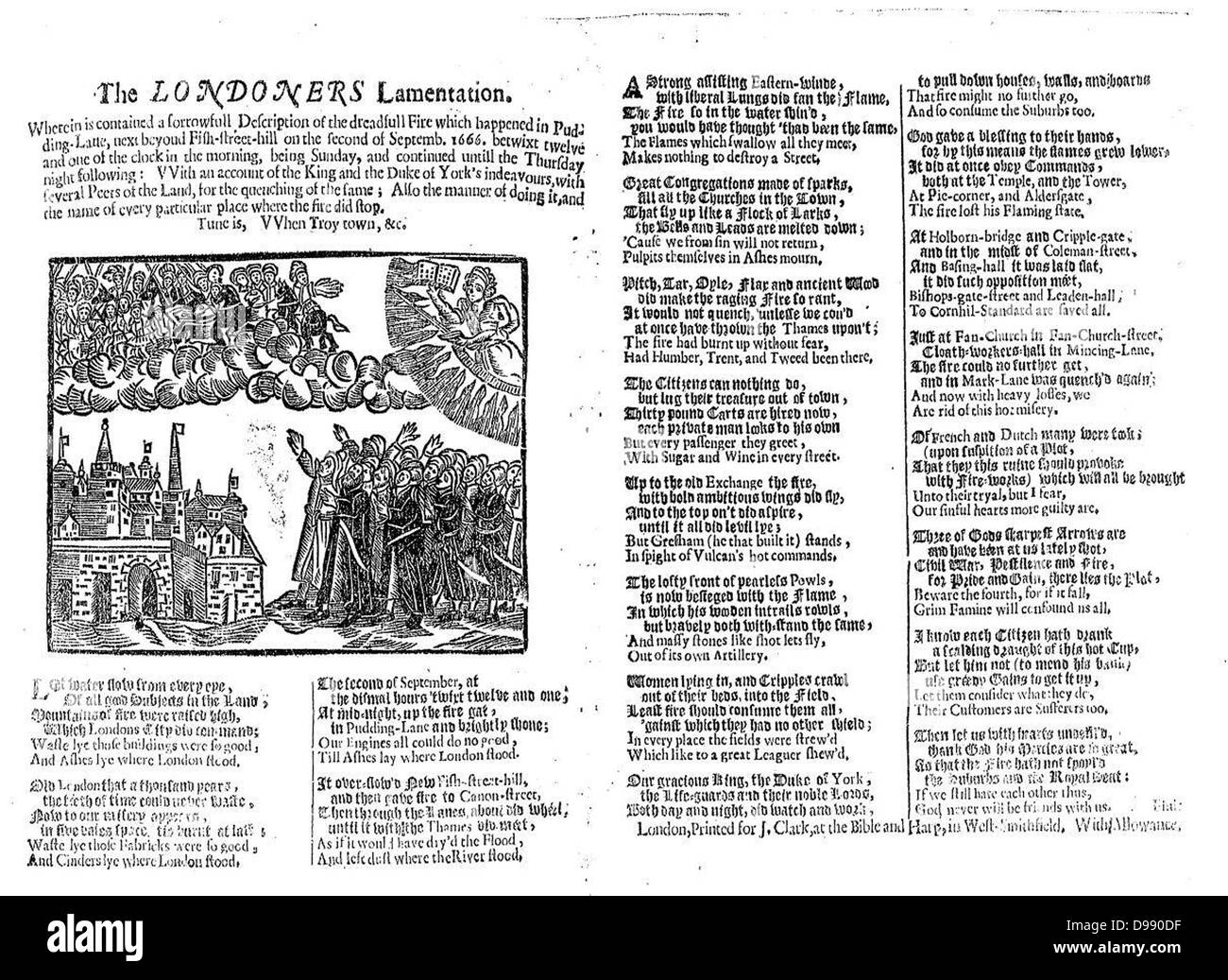 Les Londoniens de gémissements. Un 17e siècle) by décrivant la tragédie du "Grand Feu" de Londres en 1666 Banque D'Images
