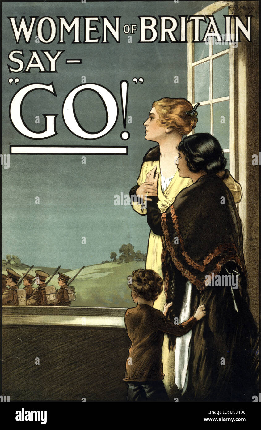Titre : Les femmes de Grande-Bretagne dire - "Go !" Date : [entre 1914 et 1918] La Première Guerre mondiale affiche de propagande Banque D'Images