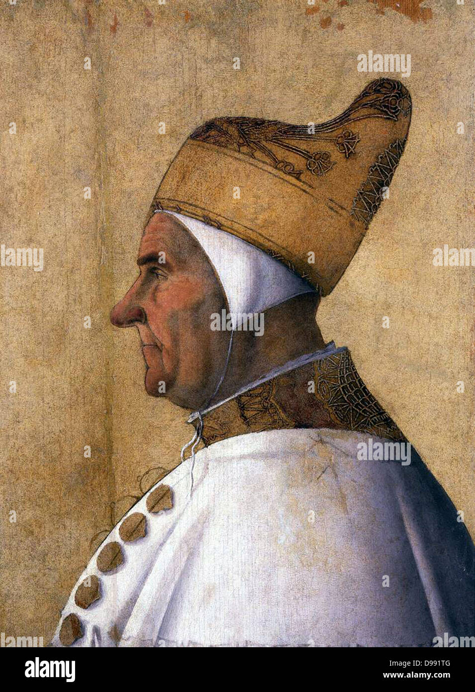 Gentile Bellini, Portrait du Doge Giovanni Mocenigo. Tempera sur panneau, 63 x 46 cm Museo Correr, ch. 1478 Banque D'Images