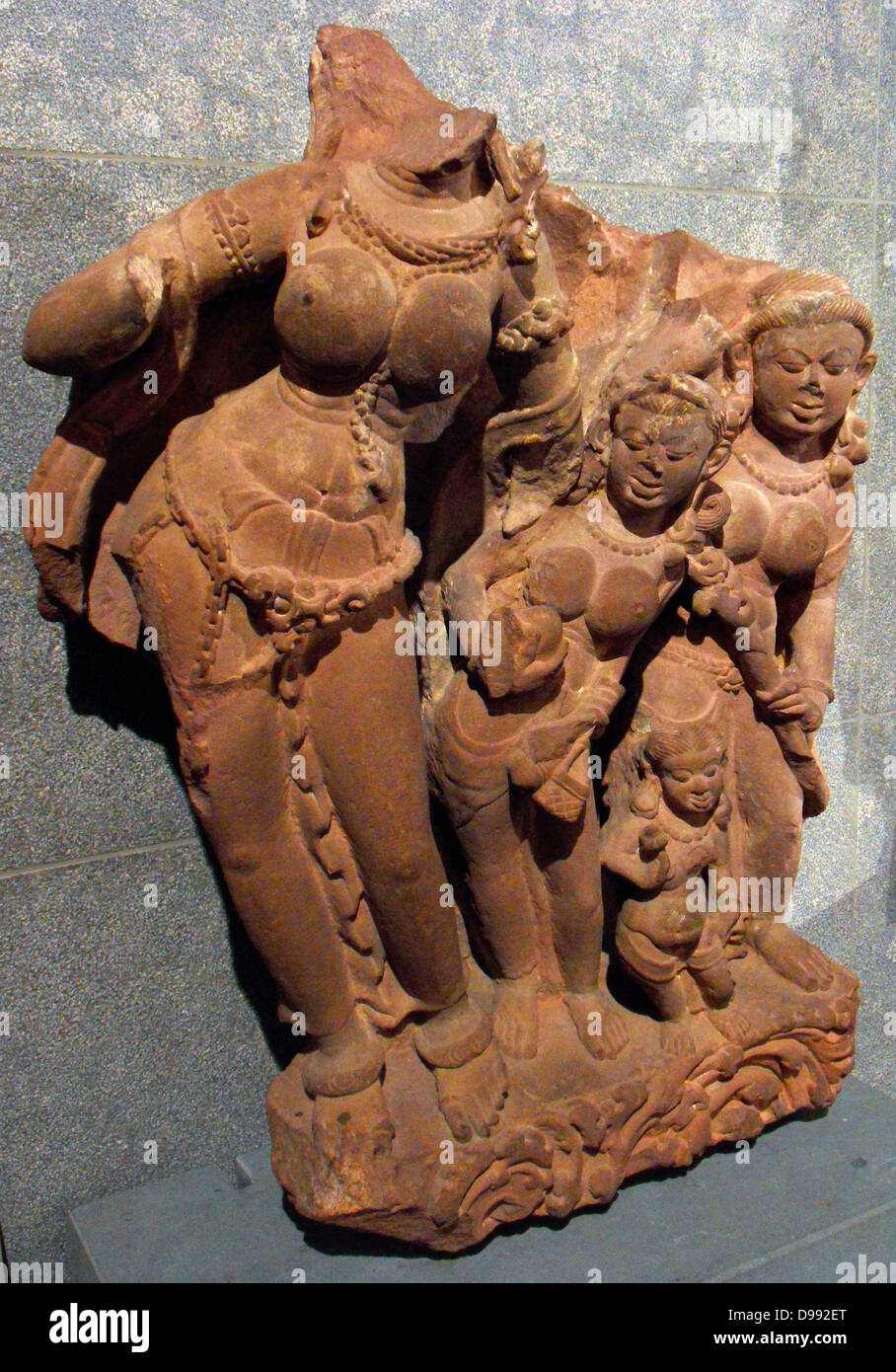 Dieu de la rivière Yamuna ( ?). Post-Gupta période (6ème-8ème siècle) sculpture en grès de Madhya Pradesh, en Inde. Banque D'Images