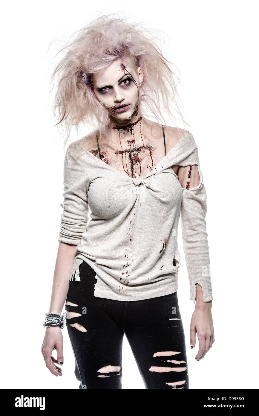 Un effrayant et sanglant zombie Banque D'Images