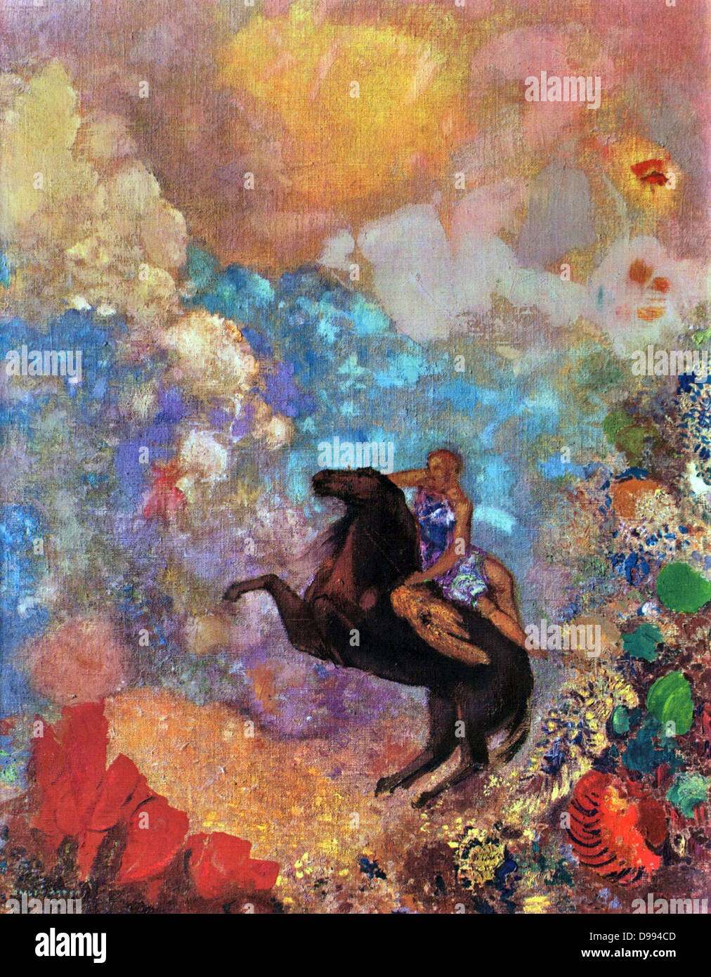 Bertrand-Jean Redon, mieux connu sous le nom de Odilon Redon (20 avril 1840 - 6 juillet 1916) peintre symboliste français 'The Black Pegasus' 1909-1910 Banque D'Images