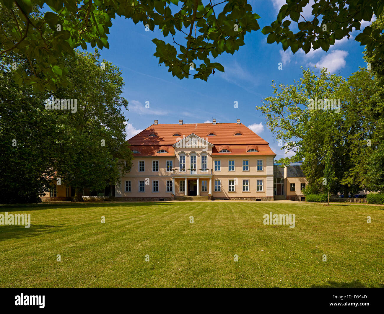 Manor House sur Lenne Park à Criewen, descente de la vallée de l'Oder, Uckermark, Brandenburg, Allemagne Banque D'Images