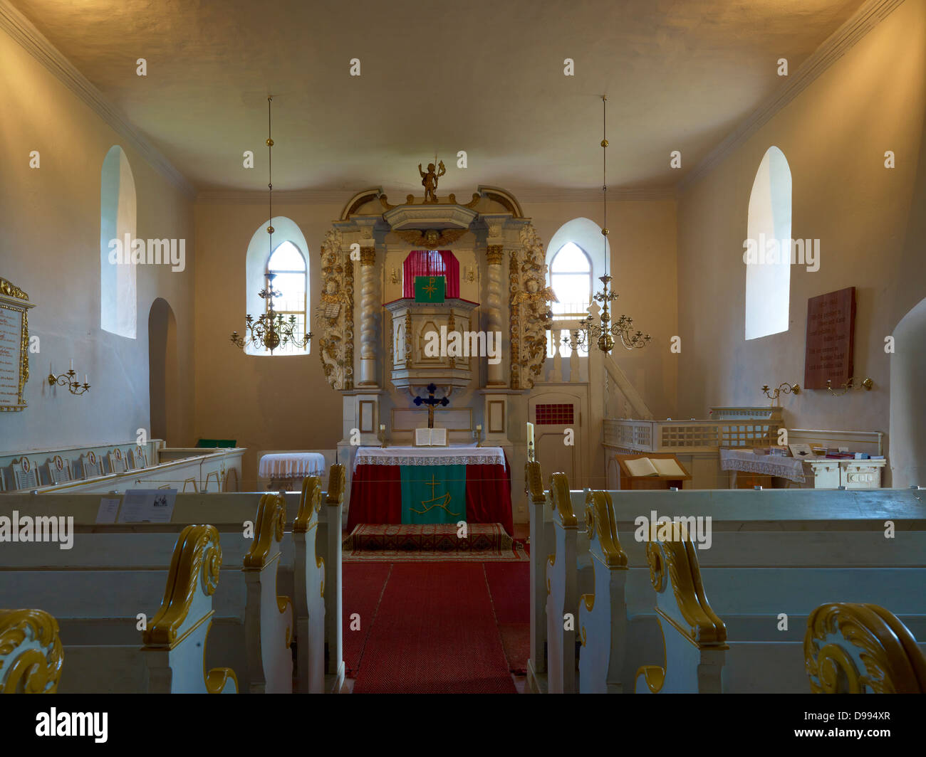 Intérieur de l'Église dans le parc en 1443, la vallée de l'Oder Criewen, Uckermark, Brandebourg, Allemagne Banque D'Images