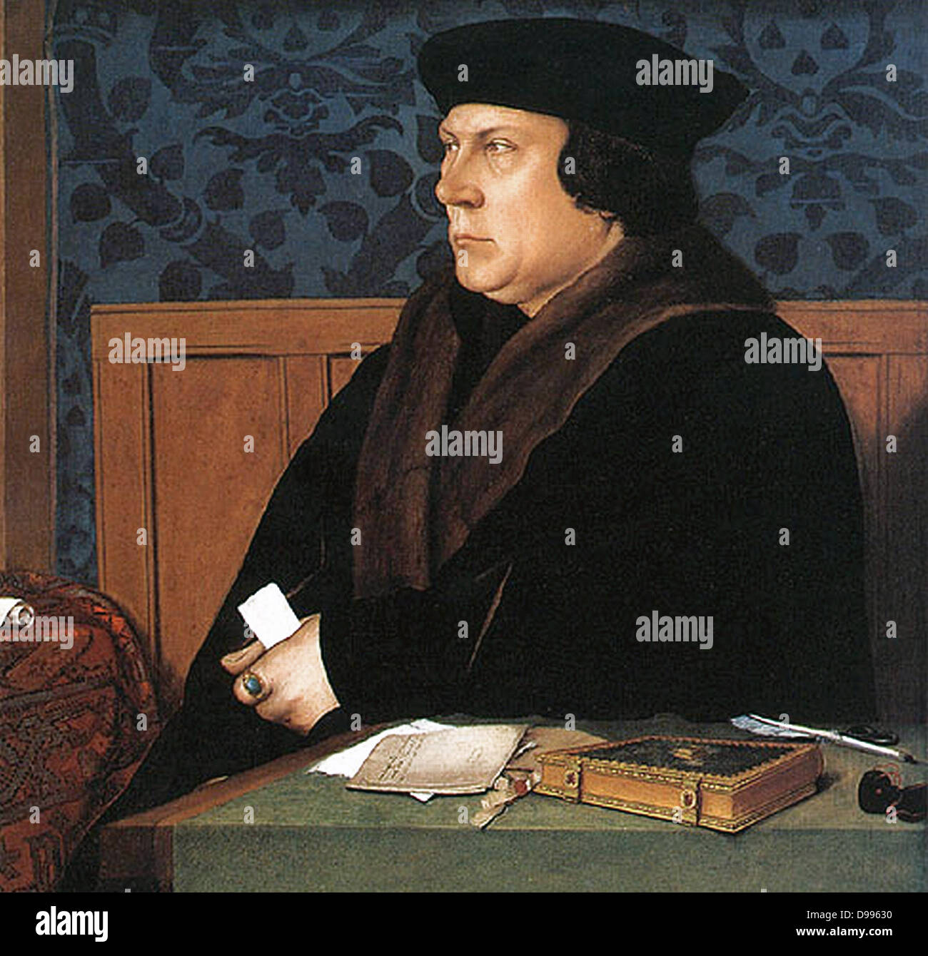 Thomas Cromwell, comte d'Essex, peint par Holbein. Thomas Cromwell, comte d'Essex, KG, PC (ch. 1485[1] - 28 juillet 1540), connue sous le 1er baron Cromwell de Wimbledon entre 1536 et 1540, était un homme d'État qui a servi comme chef du Roi Henry VIII ministre de 1532 à 1540. Banque D'Images