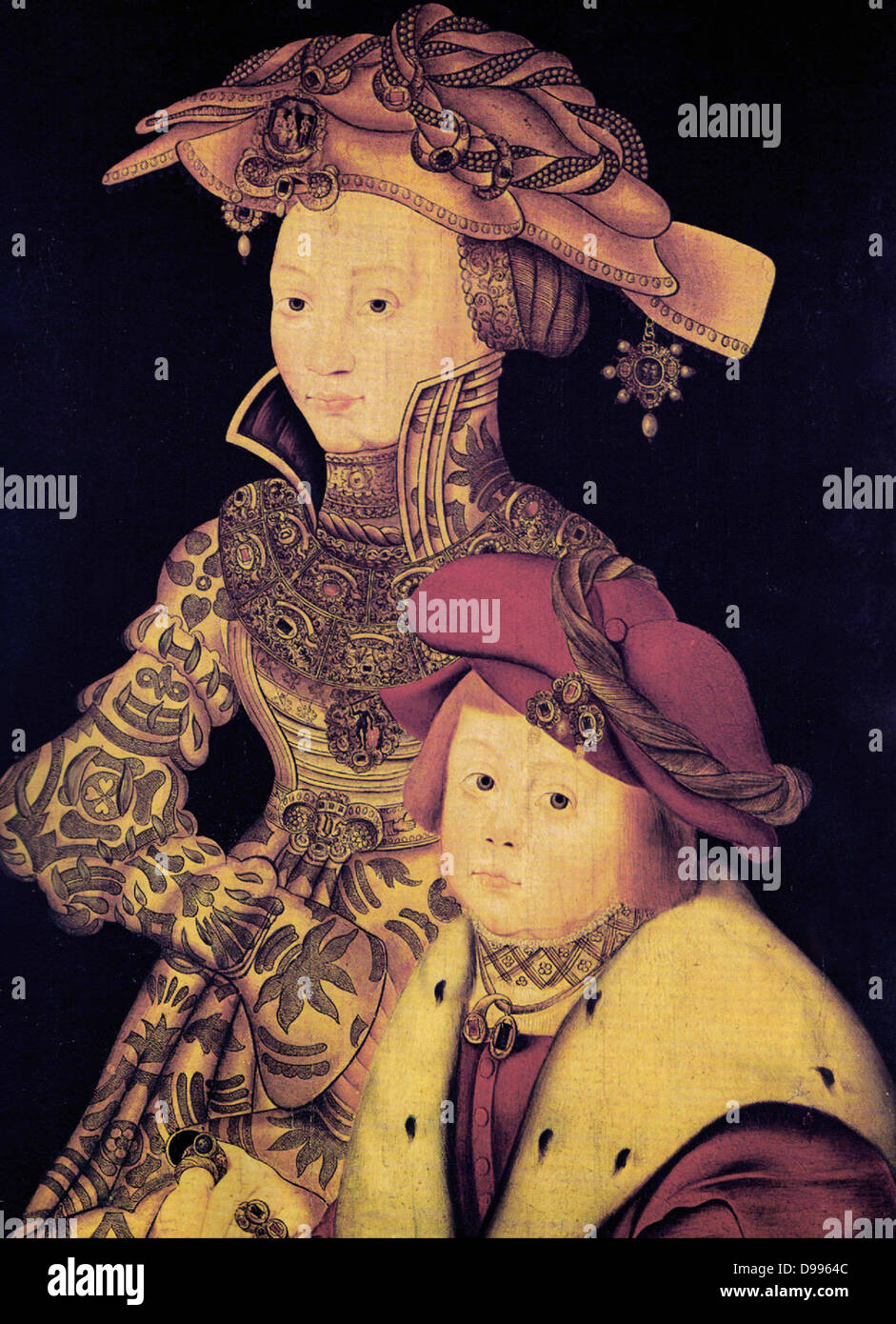 Joanna (1479 - l 1555) reine de Castille et reine d'Aragon, (Espagne). Elle a été surnommée Jeanne la Folle (espagnol : "Juana la Loca",). Joanna a été le dernier monarque de la maison de Trastámara, Ibérique et son mariage avec Philippe de Bourgogne (Philippe le Bel) a lancé la règle des Habsbourg en Espagne. Banque D'Images