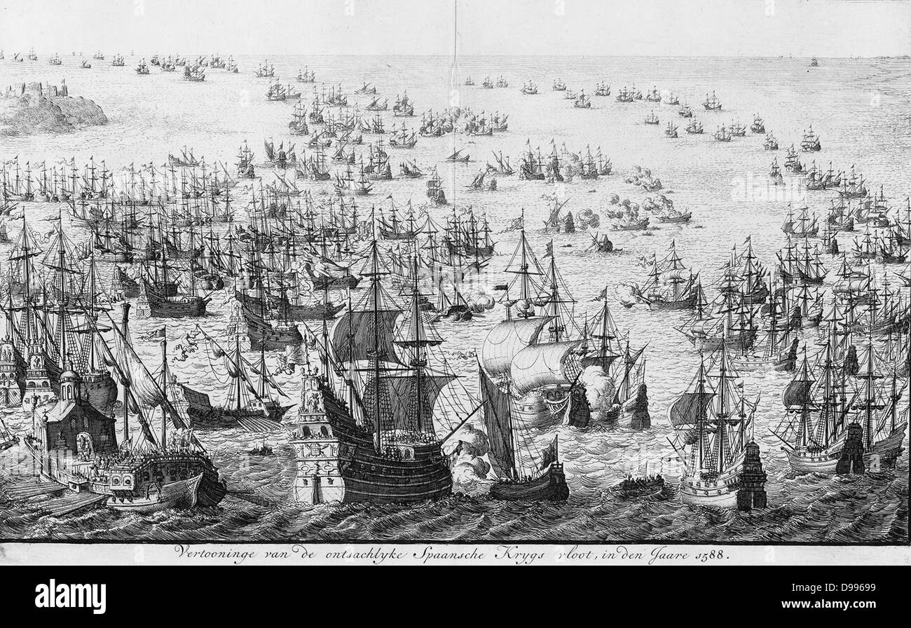 L'affichage puissant de l'armada espagnole en 1588. Amsterdams Historisch Museum Source. A46643 1679 Date(1679) Banque D'Images
