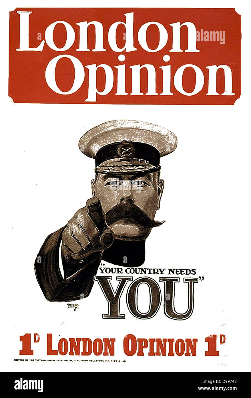Lord Kitchener "votre pays a besoin de vous !' de l'affiche. La Première Guerre mondiale Banque D'Images