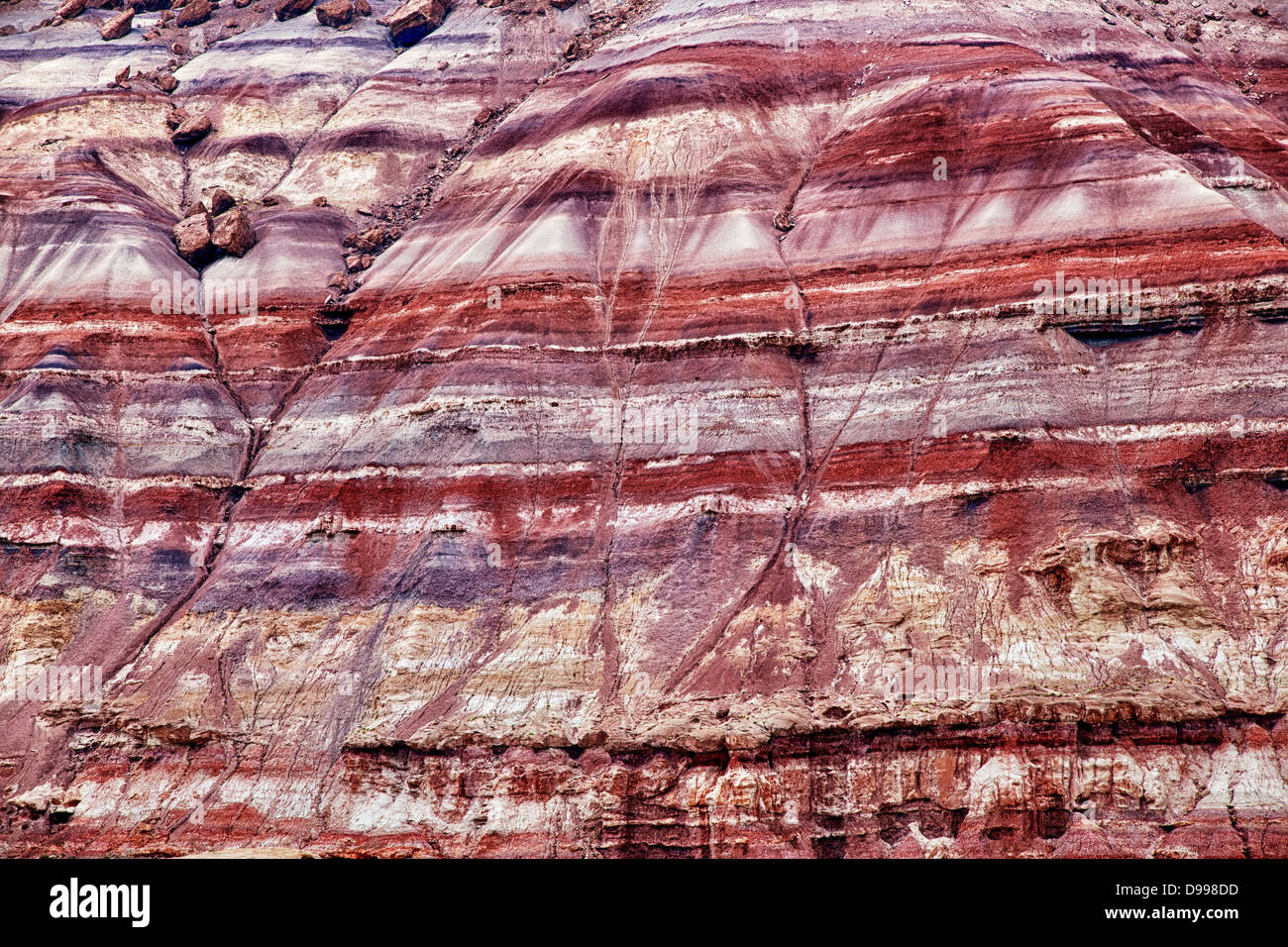 Nuit pluie de cendres volcaniques colorés enrichit les dépôts à la bentonite Hills en Utah's Capitol Reef National Park. Banque D'Images