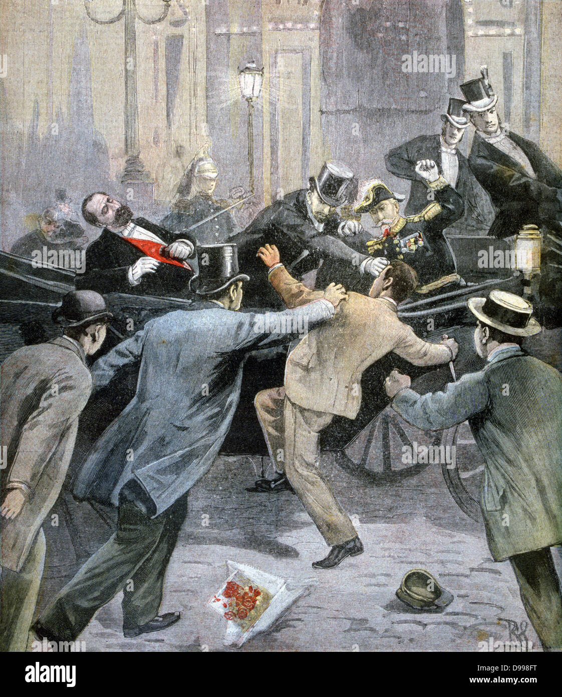 Assassinat du président français Sadi Carnot par l'anarchiste italien Caserio Santo à Lyon, 24 juin 1894. À partir de 'Le Petit Journal', Paris, le 2 juillet 1894. France, de meurtre Photo Stock - Alamy