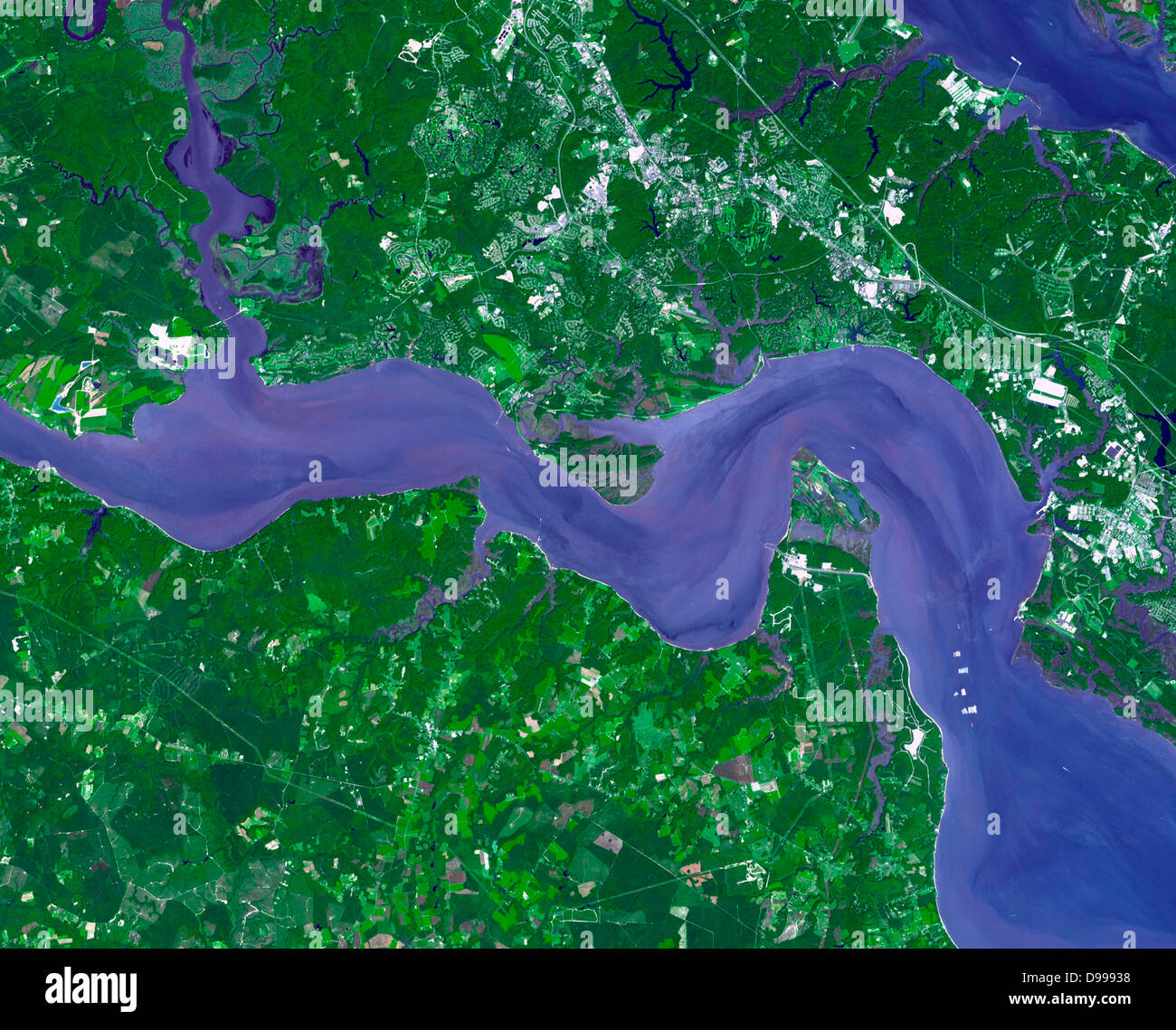Jamestown, situé sur l'île de Jamestown dans la colonie de Virginie. Le 4 septembre 2007. Image satellite. Banque D'Images