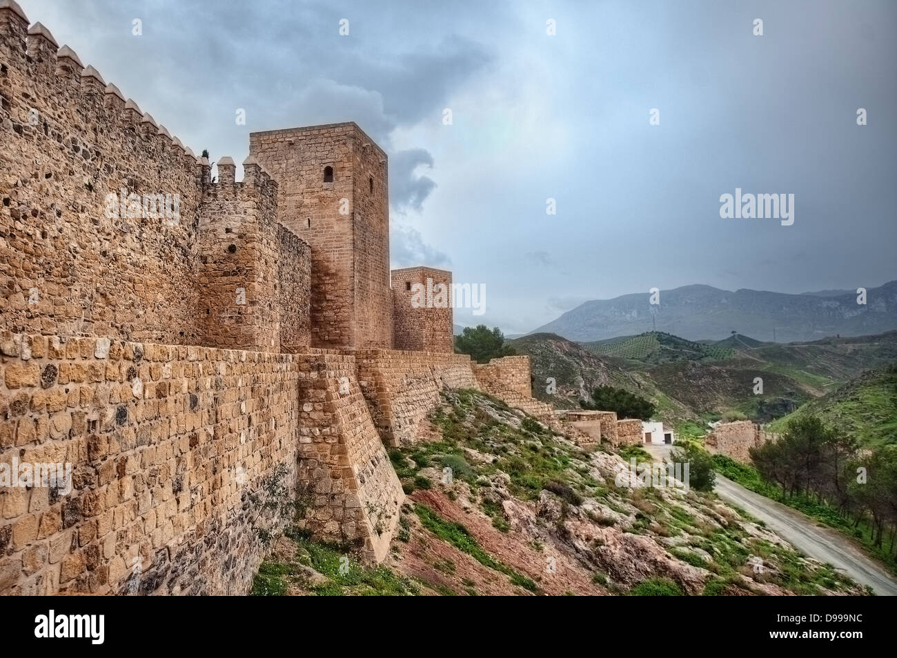 L'Alcazaba d'Antequera est une forteresse du 14ème siècle construit par les Maures, dans le sud de l'Espagne pour lutter contre l'avance chrétienne Banque D'Images