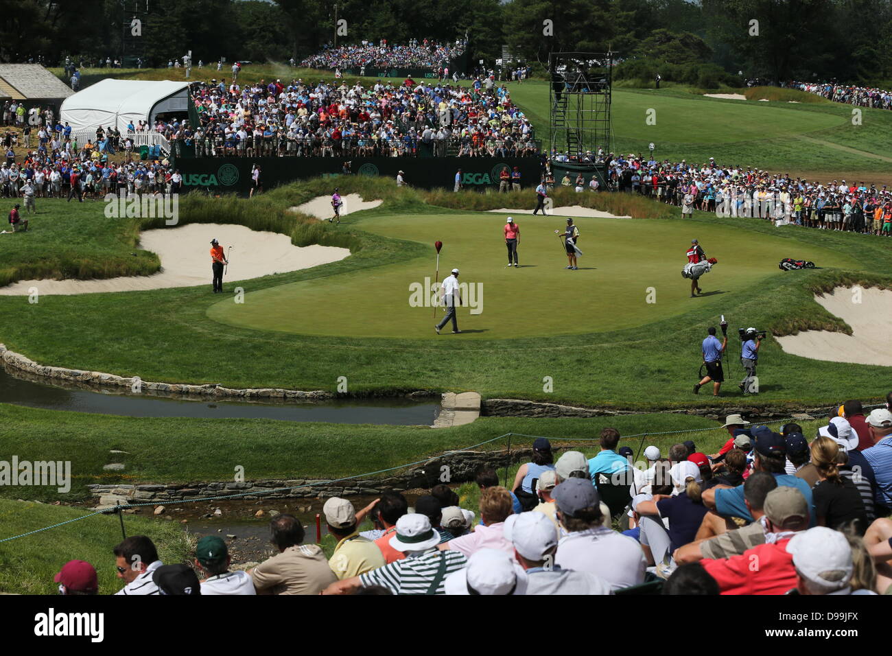 Haverford Township, Michigan pays, en Pennsylvanie. 14 Juin, 2013. Tiger Woods (USA) Golf : Hideki Matsuyama du Japon en action le 9 orifice pendant l'USA Open Championship au Merion Golf Club, de l'est cours dans le Canton, Ohio Pays Haverford, New York . Credit : Koji Aoki/AFLO/Alamy Live News Banque D'Images