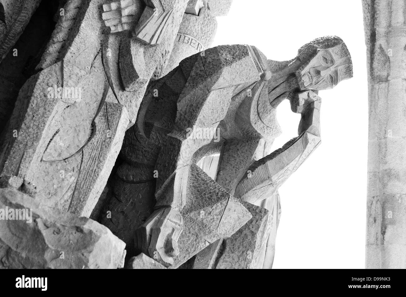Détails de l'architecture monochromatique Sagrada Familia à Barcelone, Espagne Banque D'Images