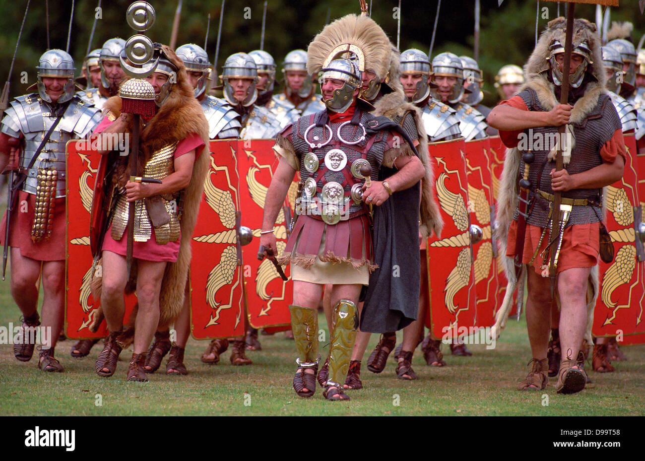 Legionaires romain à une reconstitution dans le Devon, Royaume-Uni. Banque D'Images