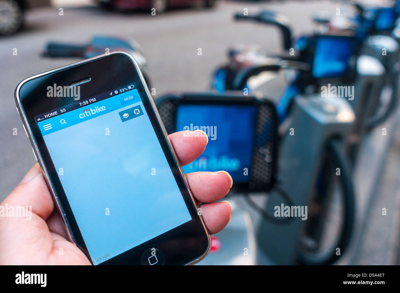 CitBike bike share app ne parvient pas à trouver l'emplacement. Banque D'Images