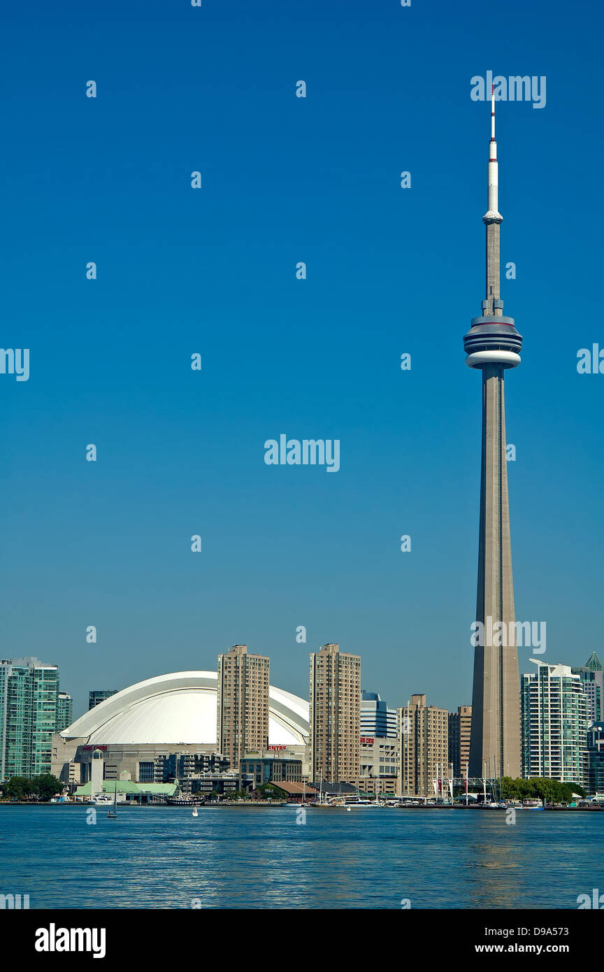 Ville de Toronto, la Tour CN et le Skydome Banque D'Images