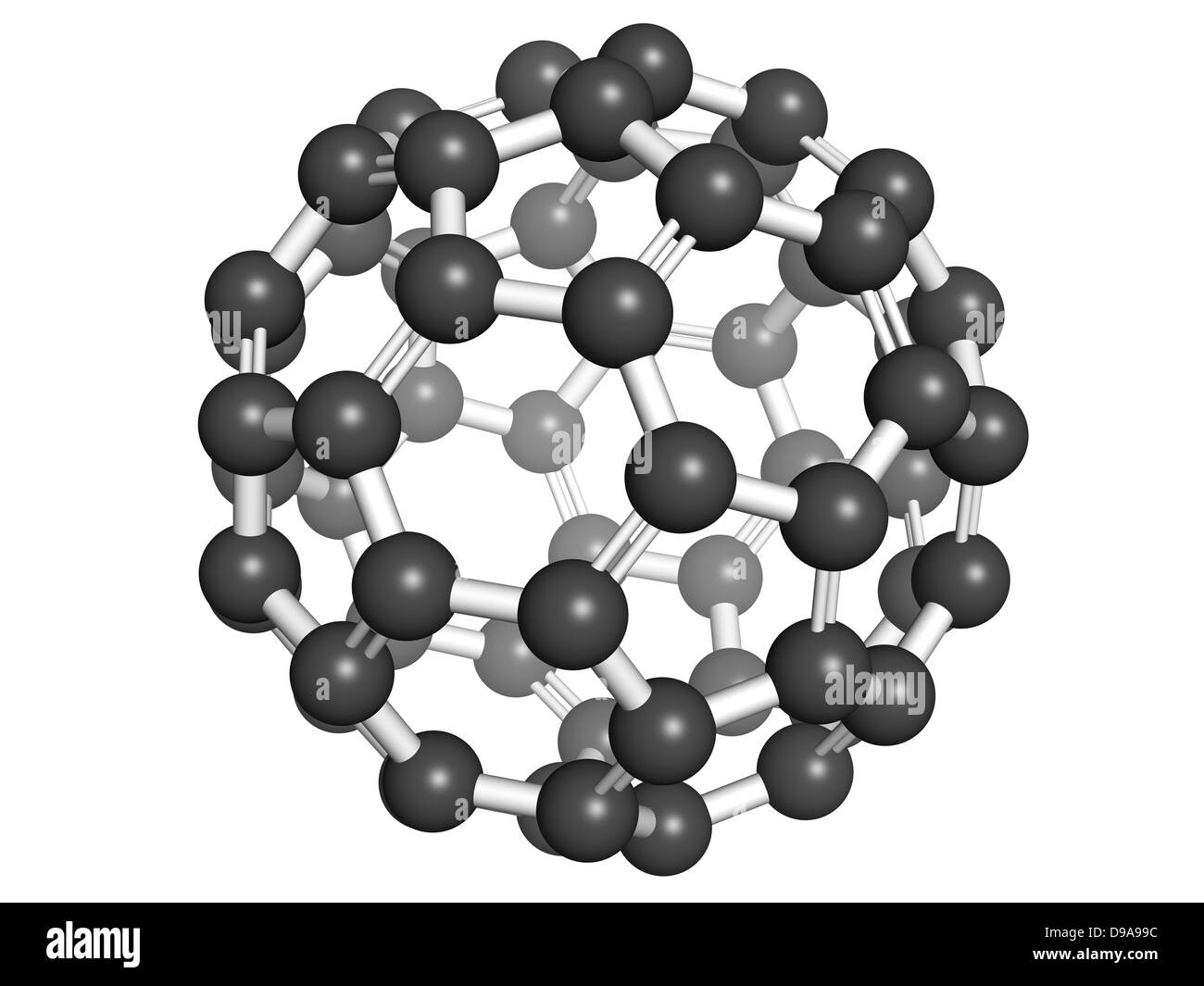 Le buckminsterfullerène (footballène, C60), le modèle moléculaire. Les atomes sont représentés comme des sphères Banque D'Images