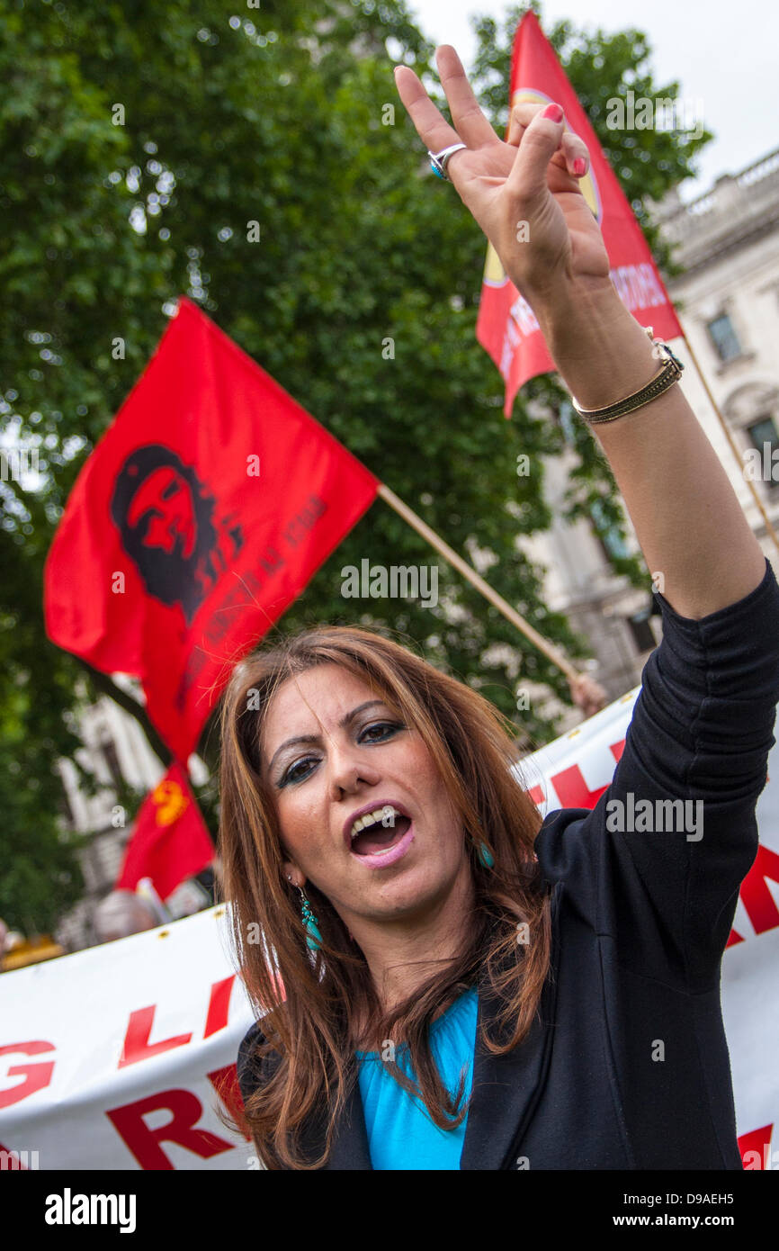 Londres, Royaume-Uni. 16 Juin, 2013. Les Kurdes turcs et socialistes protester contre le gouvernement répression des manifestations sur la place Taksim et du parc Gezi. Crédit : Paul Davey/Alamy Live News Banque D'Images