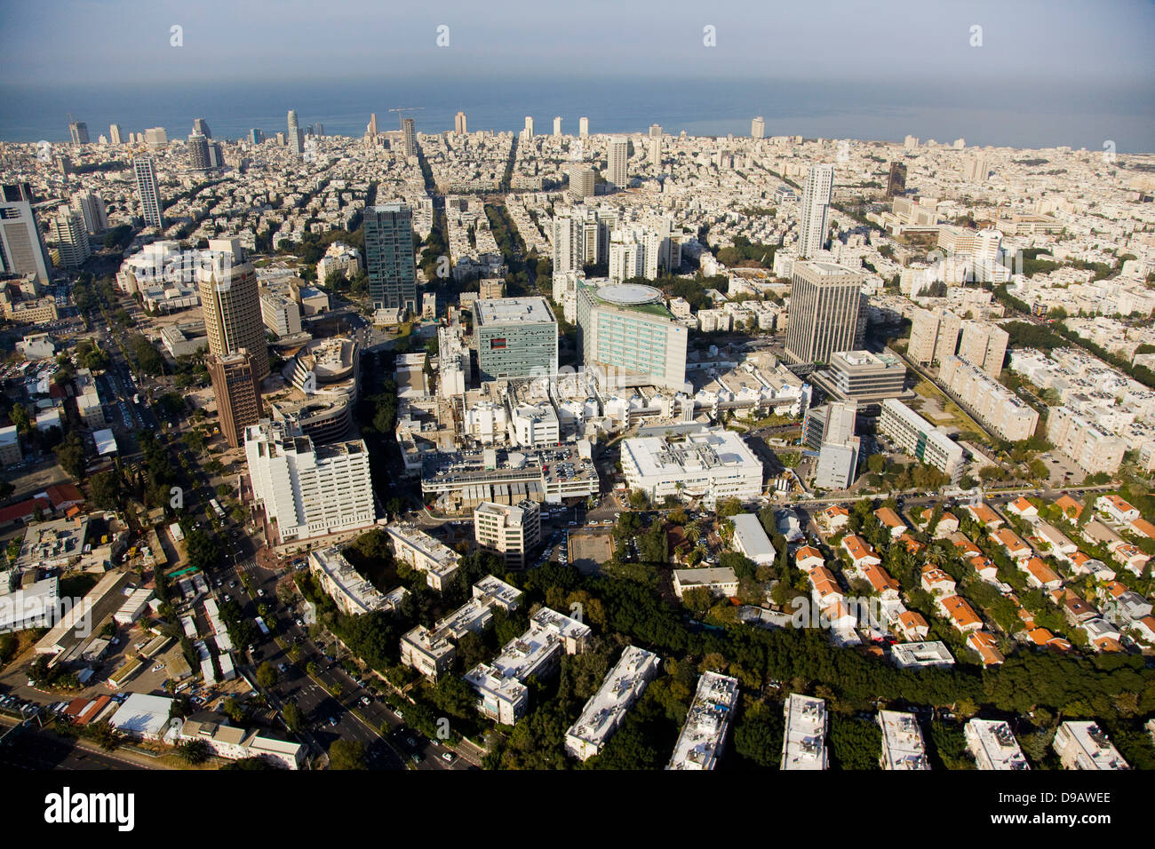 Une photo aérienne du centre-ville de Tel Aviv Banque D'Images