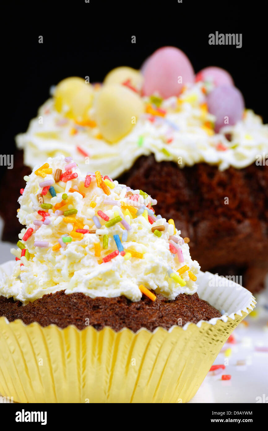 Easter cup cakes, Close up Banque D'Images