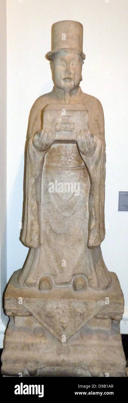 Statue d'un envoyé spécial de l'étranger d'une tombe de la dynastie Ming (1400-1600). Banque D'Images