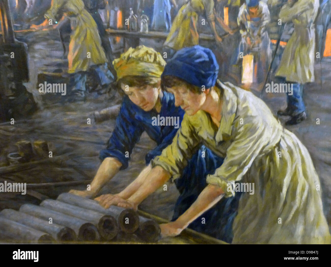 Les filles de munitions (détail) par Stanhope Forbes, huile sur toile, 1918. Le tableau représente les travailleurs d'une femme steel works. La 1ère guerre mondiale a fait des exigences sans précédent sur l'industrie et le Kilnhurst œuvres ont été convertis à la fabrication d'obus. Banque D'Images