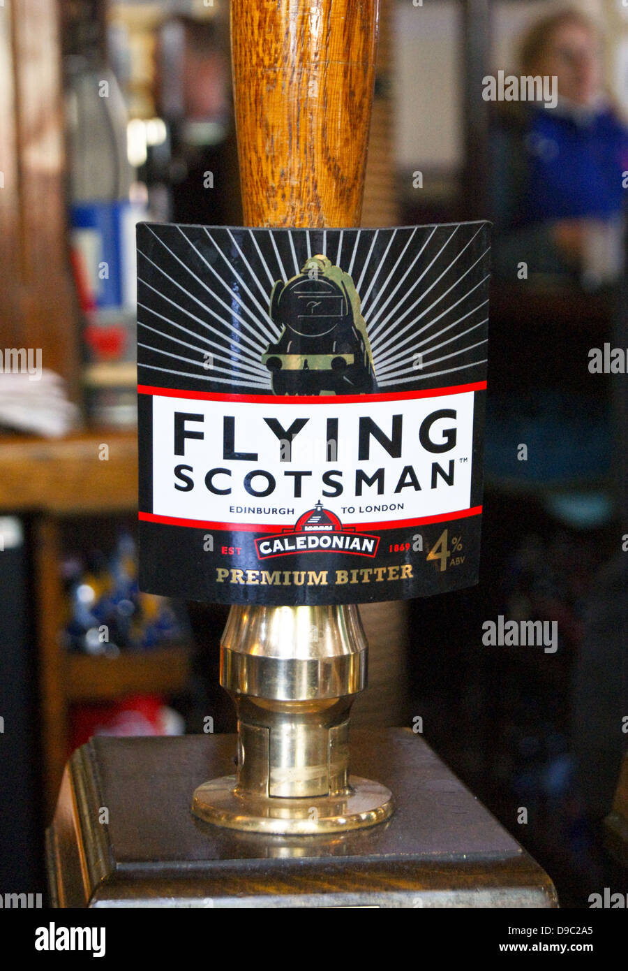 "Flying Scotsman" par amer handpump calédonien dans un pub Banque D'Images