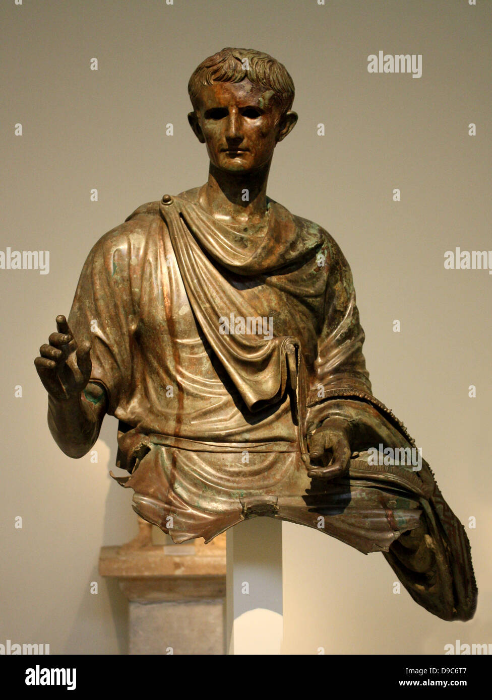 Statue de l'empereur Auguste (29 av. - 14 ap. Sculpture en bronze de l'empereur romain trouvés dans la mer Egée. Banque D'Images